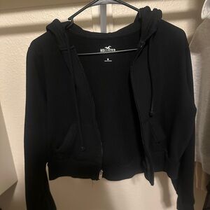 Hollister Black Zip Up Cropped Hoodie